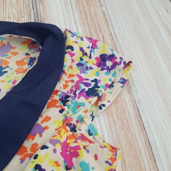 JESSICA Simpson watercolor peplum top sz xs - Picture 6 of 8